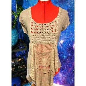 Free People Gray Loose Knit Tunic